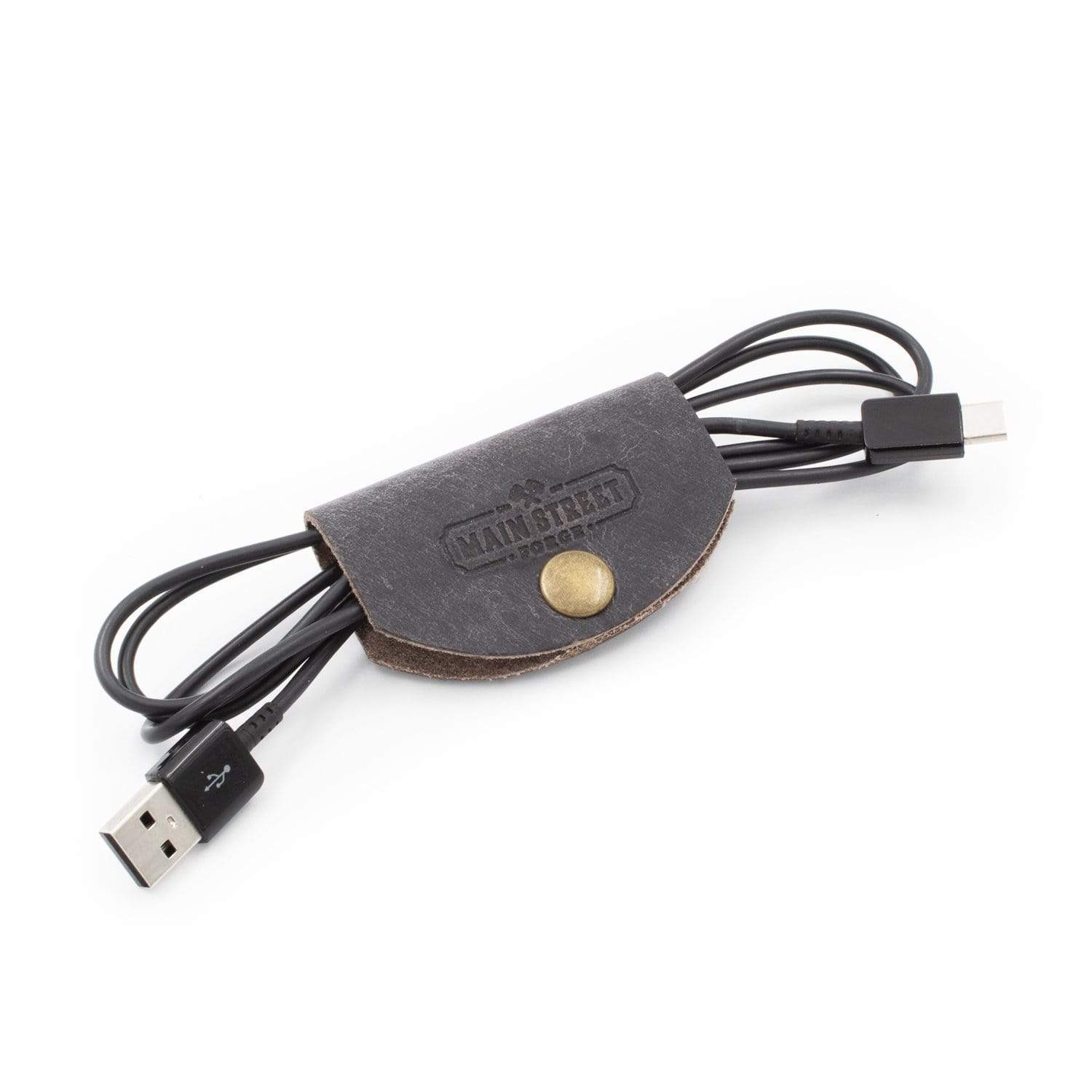 Main Street Forge Small Goods Leather Cord Wraps - Full Grain Leather - Made in USA - Cable Organizer for Charging Cords & More