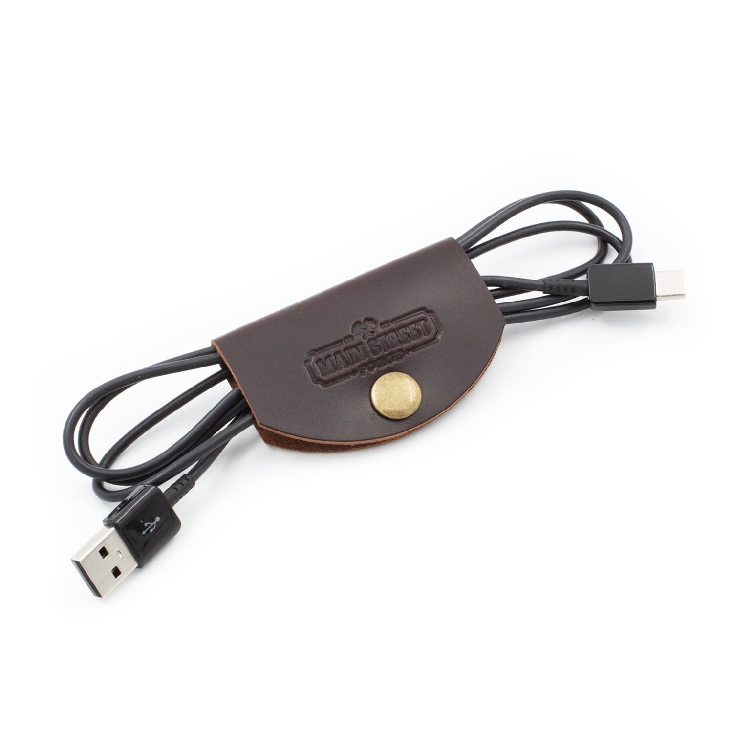 Main Street Forge Small Goods Leather Cord Wraps - Full Grain Leather - Made in USA - Cable Organizer for Charging Cords & More