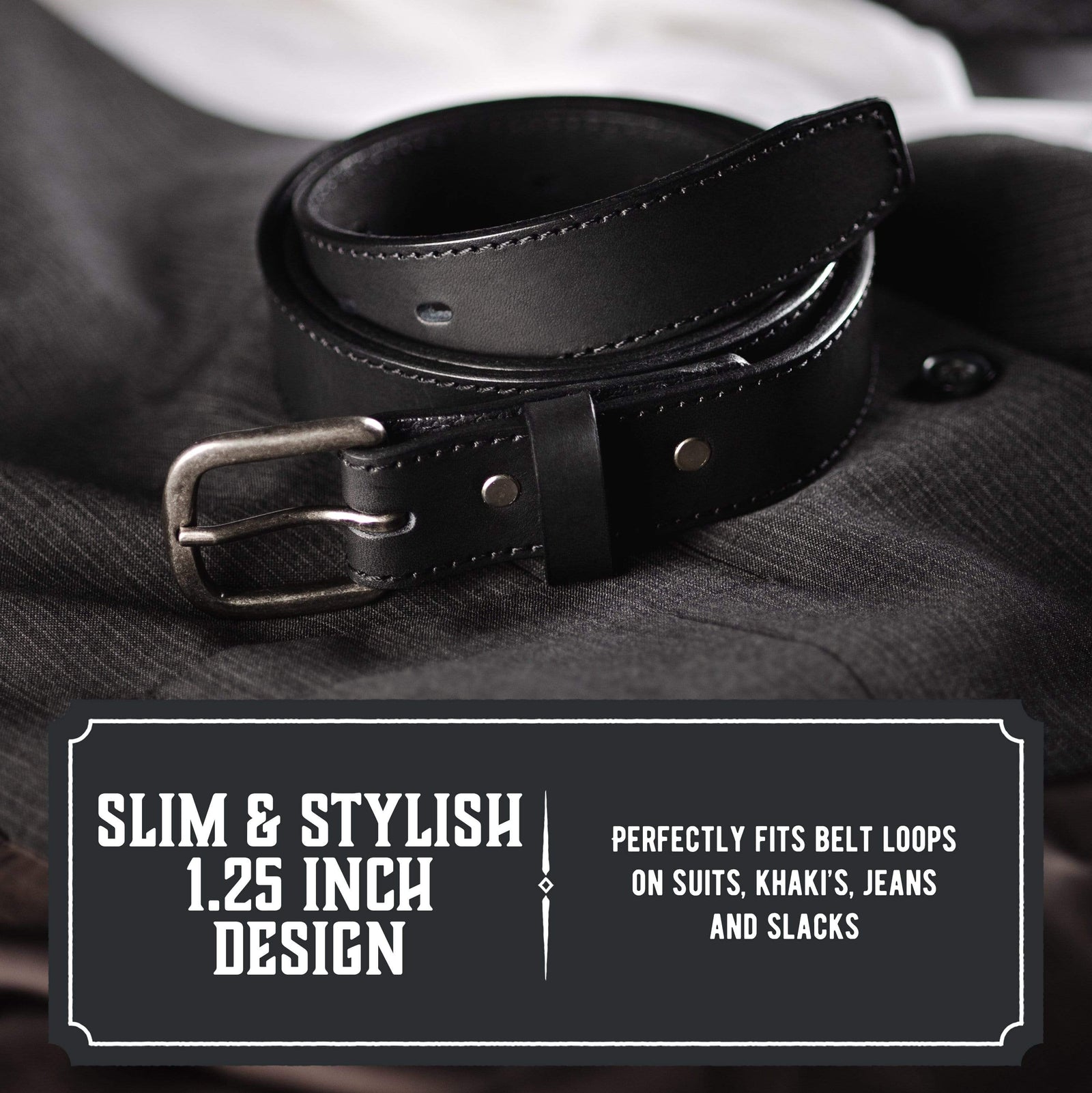 Main Street Forge Belt The Executive Leather 1.25 Inch Dress Belt | Made in USA | Full Grain Leather | Lifetime Warranty