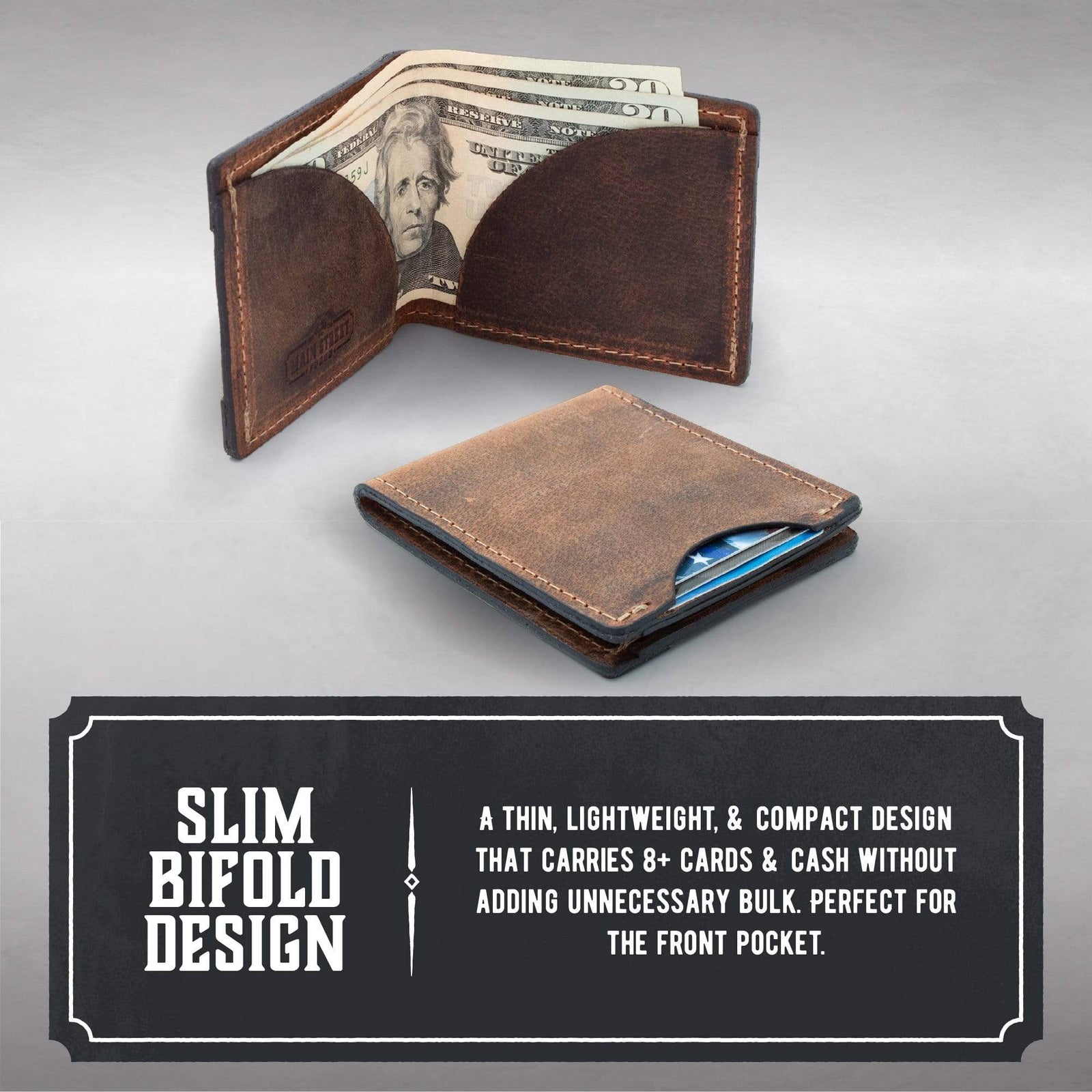 Main Street Forge Wallet Midnight Black Front Pocket Slim Bifold Wallet for Men | Made in USA 816895023549
