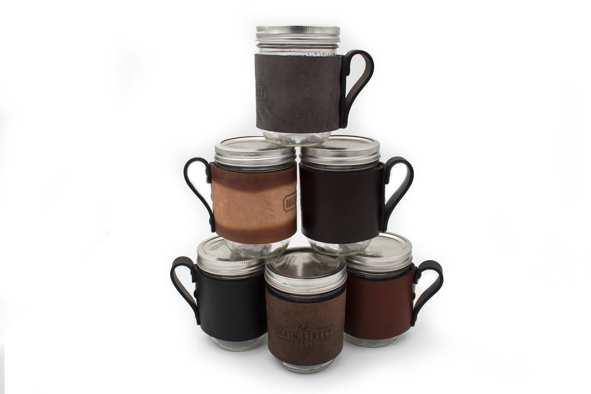 Main Street Forge Small Goods Mason Jar Wrap with Handle -  For Hot & Cold Drinks - Made in USA with Lifetime Warranty