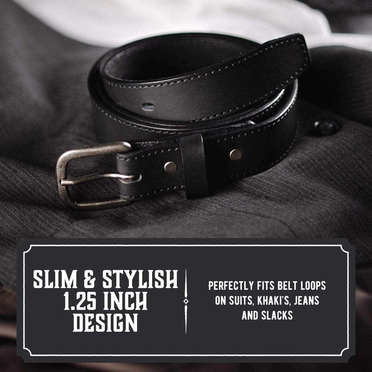 Main Street Forge Belt The Executive Leather 1.25 Inch Dress Belt | Made in USA | Full Grain Leather | Lifetime Warranty